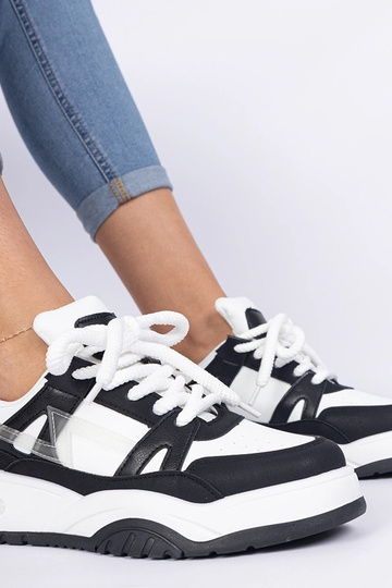 Czarno-biele sneakersy s hrubými šnúrkami Luciana 2