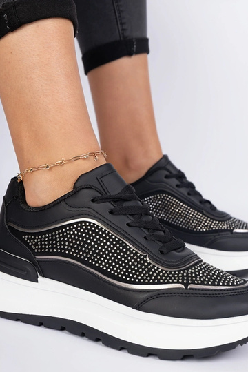 Čierne dámske sneakersy so zirkónmi Fucco