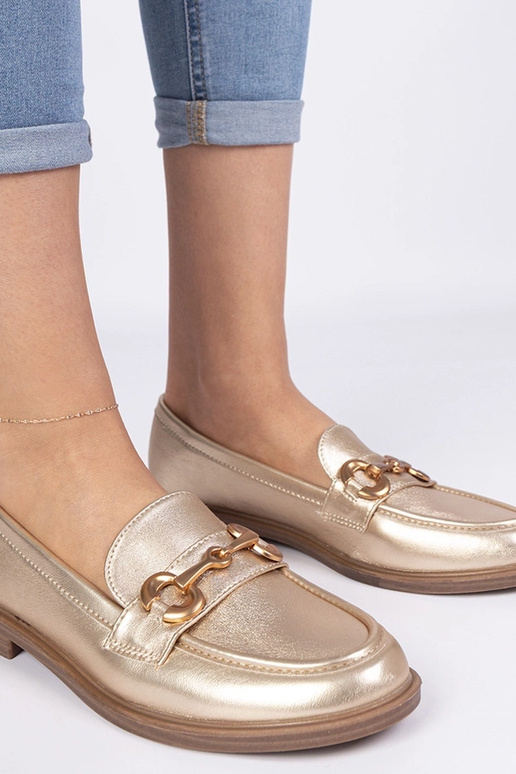 Zlaté dámske mokasíny so zlatým...
