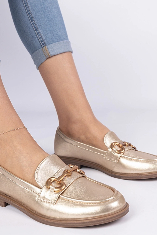 Zlaté dámske mokasíny so zlatým...