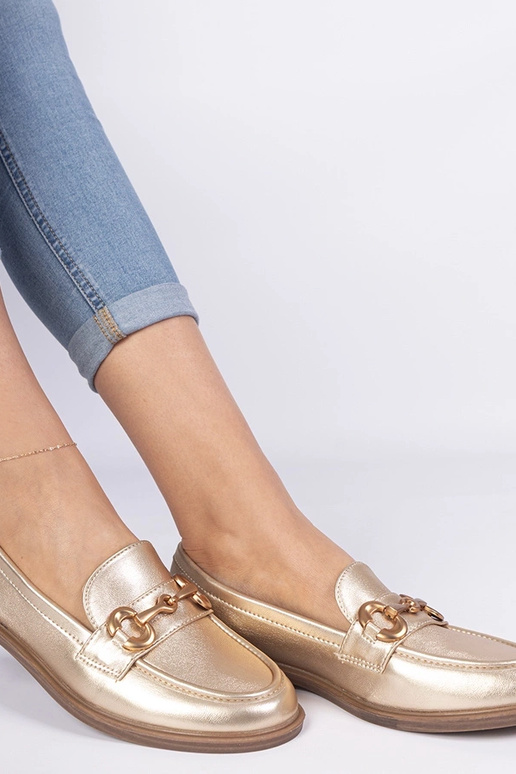 Zlaté dámske mokasíny so zlatým...