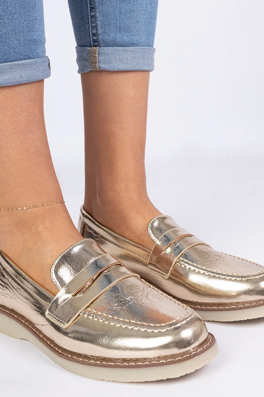 Zlaté klasické dámske mokasíny Merisa