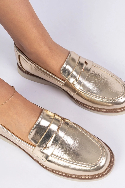 Zlaté klasické dámske mokasíny Merisa