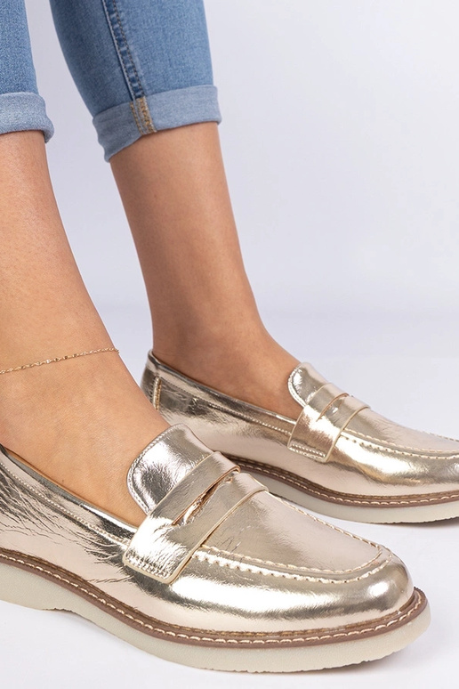 Zlaté klasické dámske mokasíny Merisa