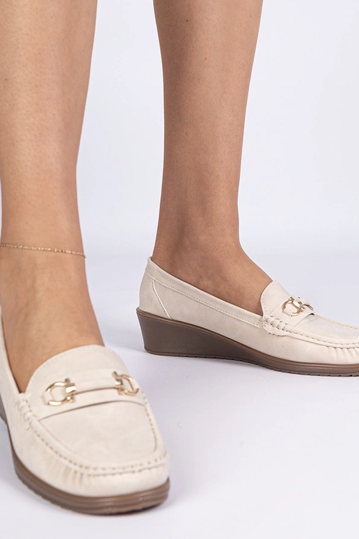 Krémové dámske mokasíny na platforme...