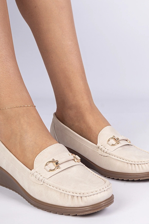 Krémové dámske mokasíny na platforme...