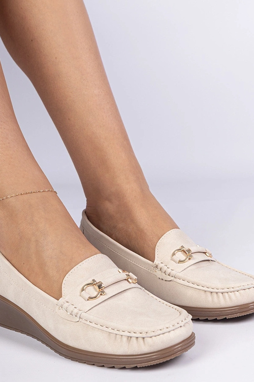 Krémové dámske mokasíny na platforme...