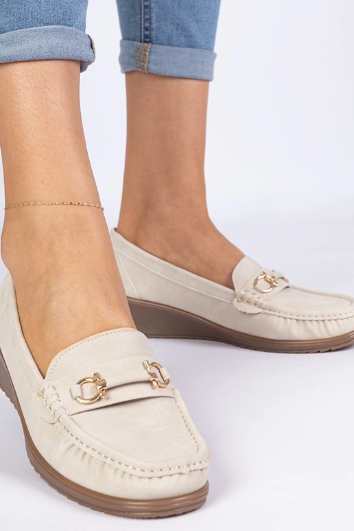 Béžové dámske mokasíny na platforme...