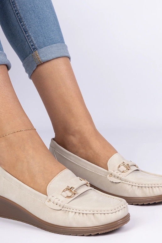 Béžové dámske mokasíny na platforme...