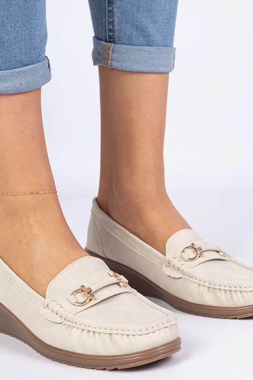 Béžové dámske mokasíny na platforme...