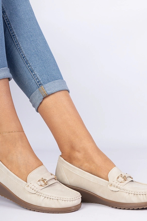 Béžové dámske mokasíny na platforme...