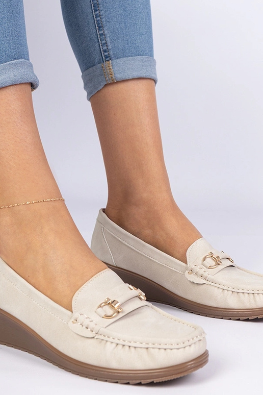 Béžové dámske mokasíny na platforme...