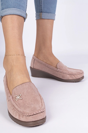Ružové dámske mokasíny na platforme z umelej zamše Sarimi