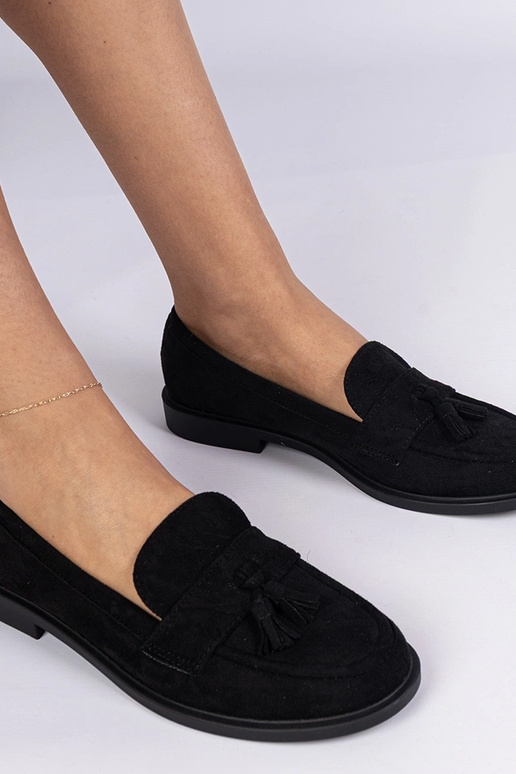 Čierne dámske mokasíny z umelej zamše...