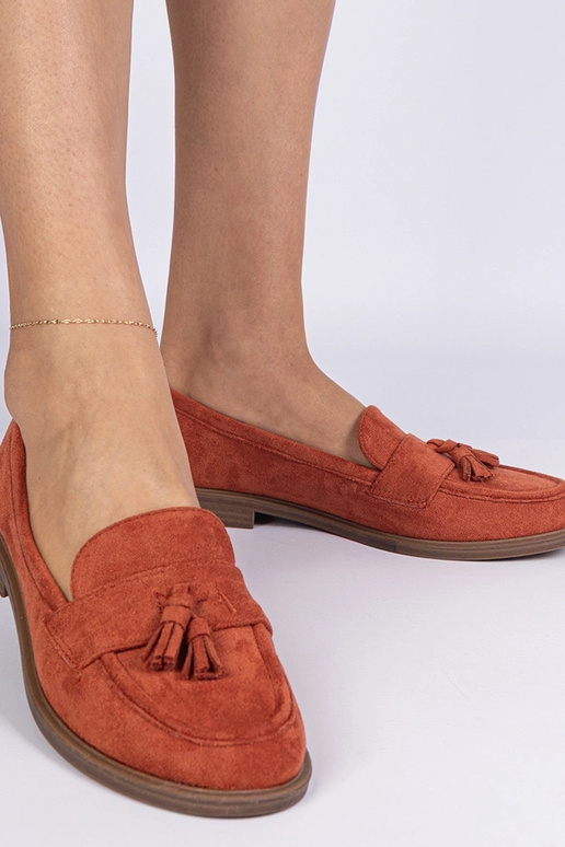 Oranžové dámske mokasíny z umelej...