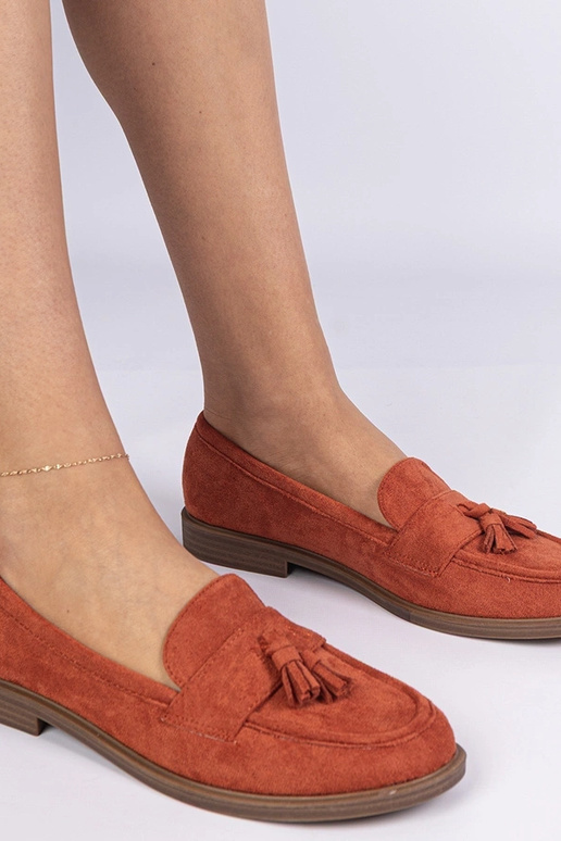 Oranžové dámske mokasíny z umelej...