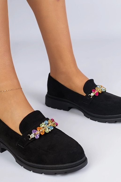 Čierne dámske mokasíny zdobené...