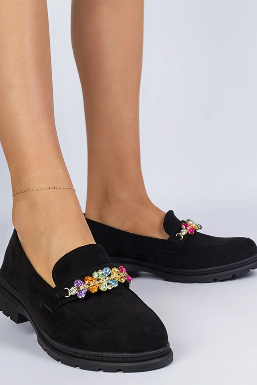 Čierne dámske mokasíny zdobené...