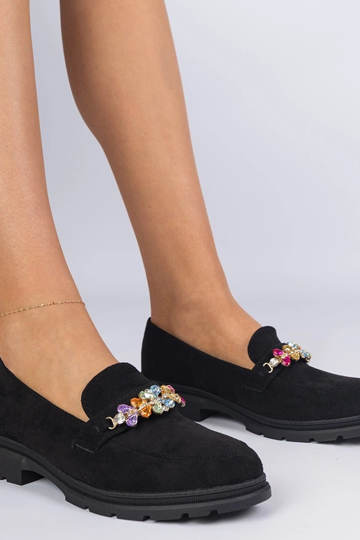 Čierne dámske mokasíny zdobené...