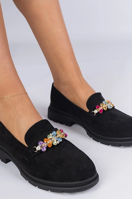 Čierne dámske mokasíny zdobené...