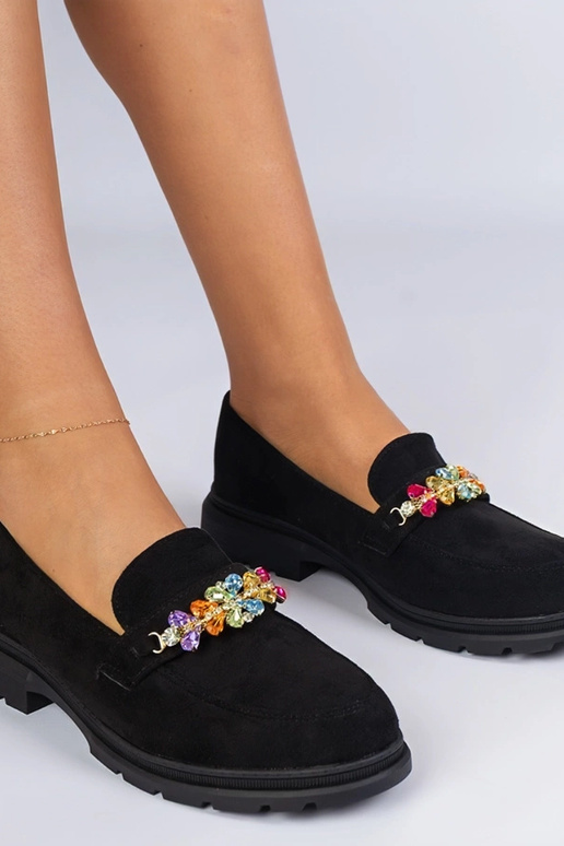 Čierne dámske mokasíny zdobené...
