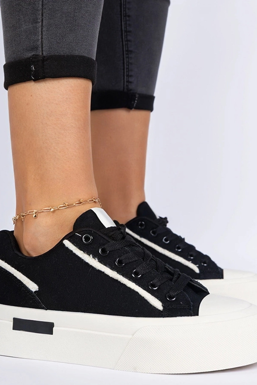 Čierne dámske plátenky na platforme...