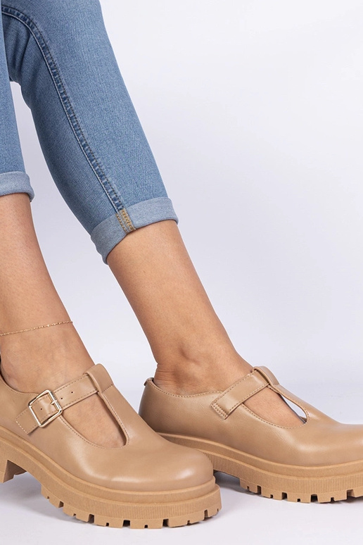 Hnedé topánky s platformou z umelej...