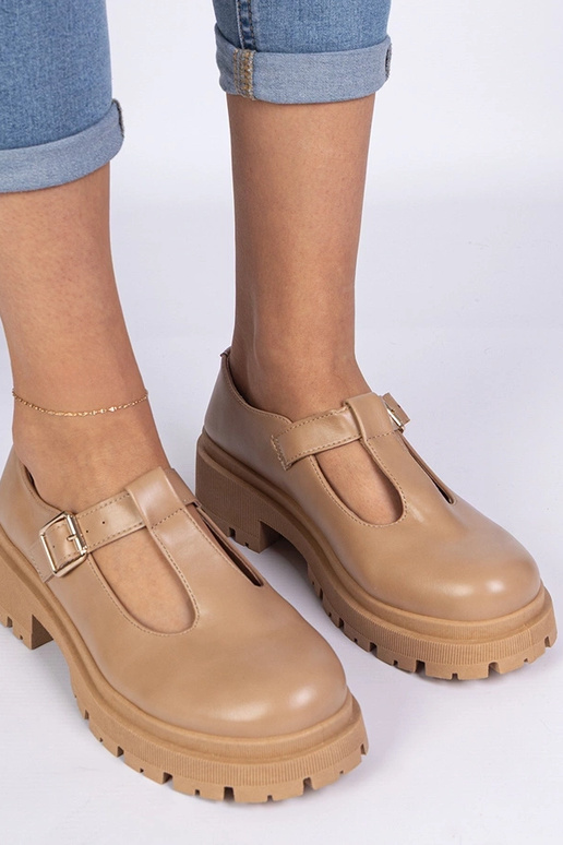 Hnedé topánky s platformou z umelej...