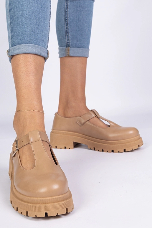 Hnedé topánky s platformou z umelej...