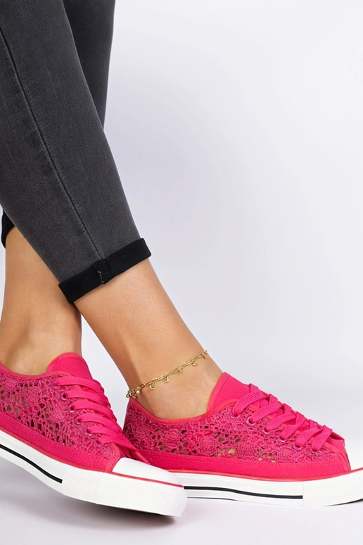 Ružové dámske ażurowé plátenky Saha