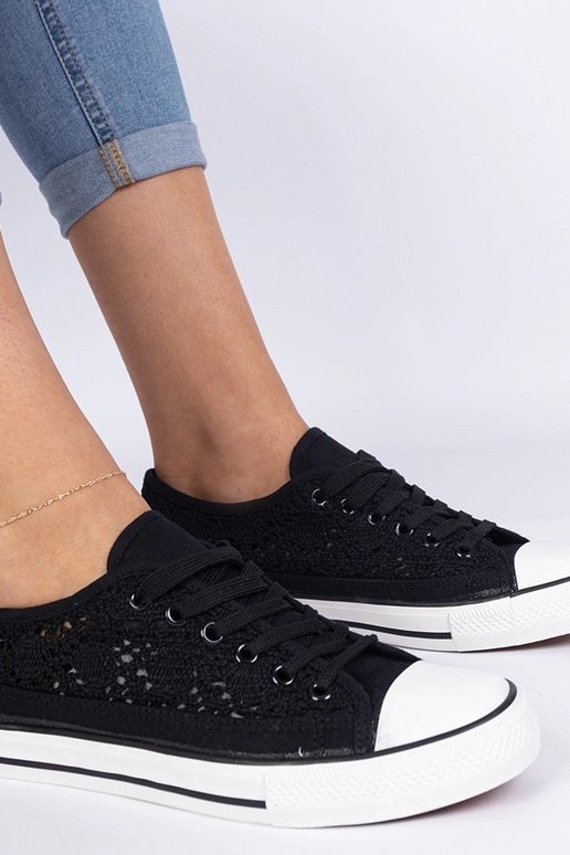 Čierne dámske ażurowé plátenky Saha