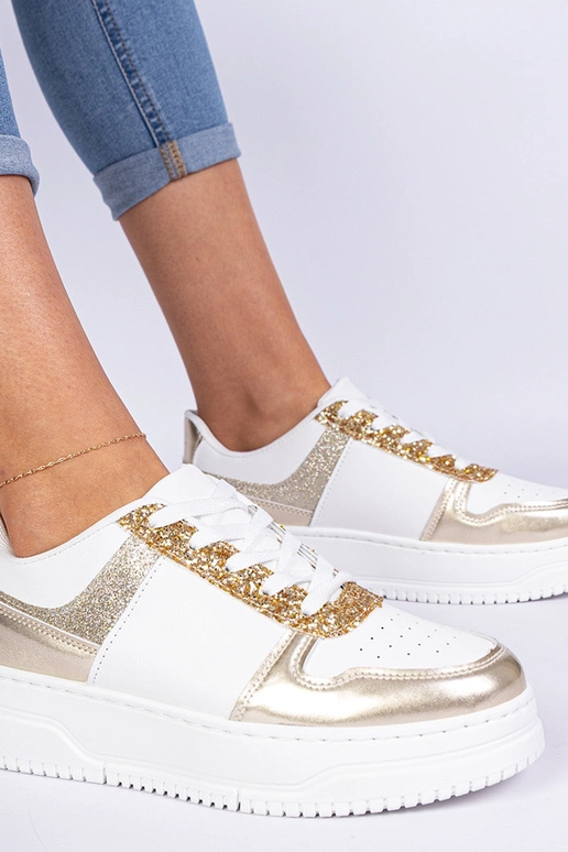 Zlaté dámske tenisky na hrubej...