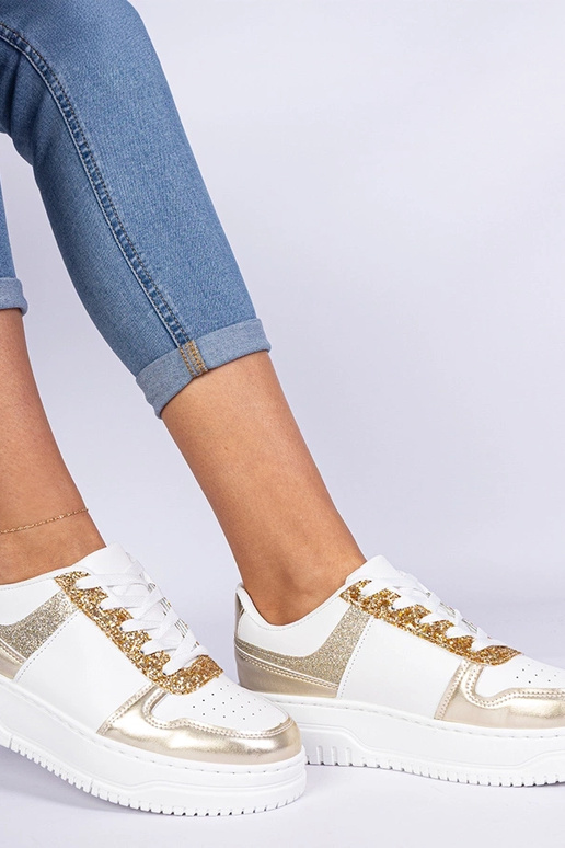 Zlaté dámske tenisky na hrubej...