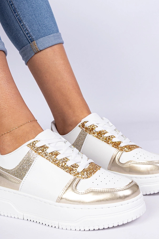 Zlaté dámske tenisky na hrubej...