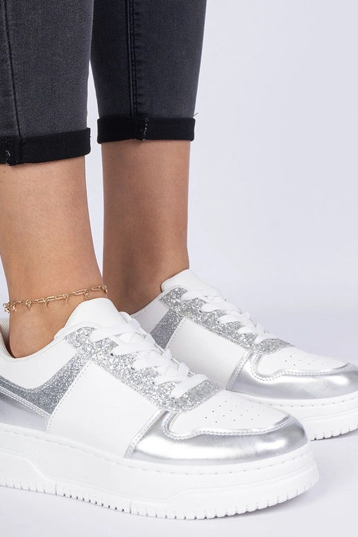 Strieborné dámske tenisky na hrubej...