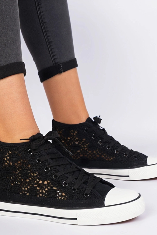 Čierne dámske ażurowé tenisky Lesli