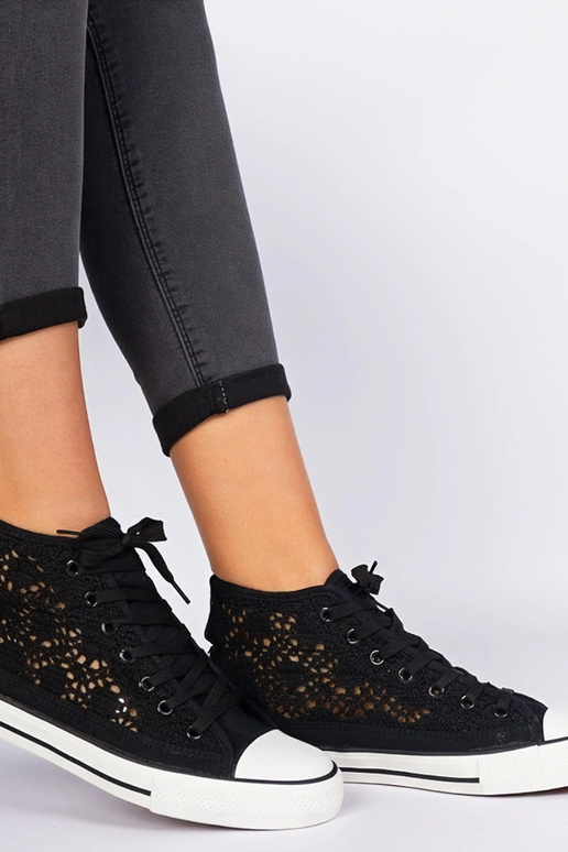 Čierne dámske ażurowé tenisky Lesli