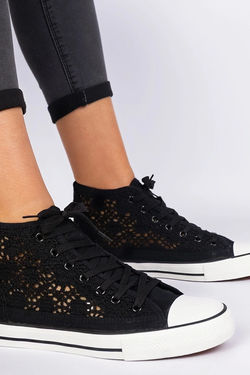 Čierne dámske ażurowé tenisky Lesli