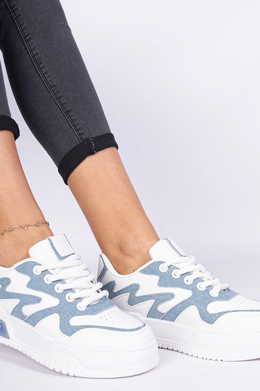 Modré dámske sneakersy s džínsovým...