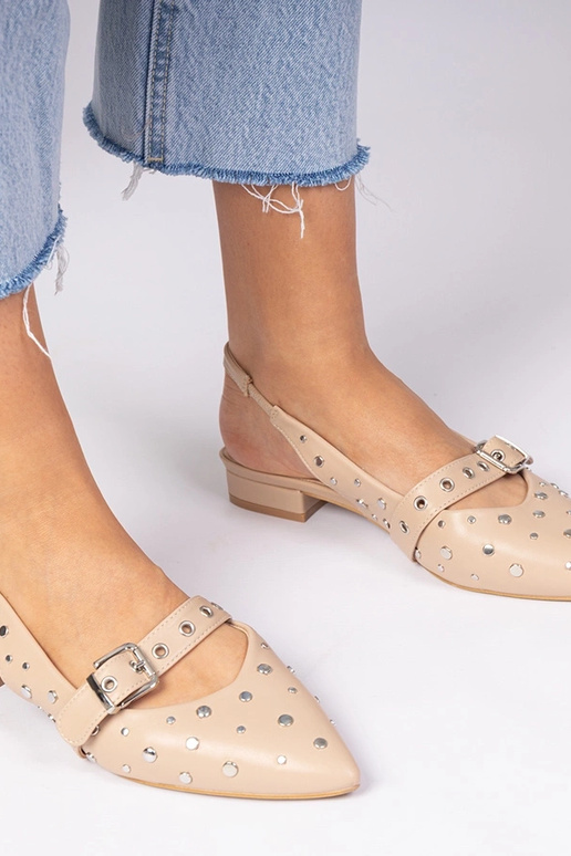 Béžové dámske lodičky na plochom...