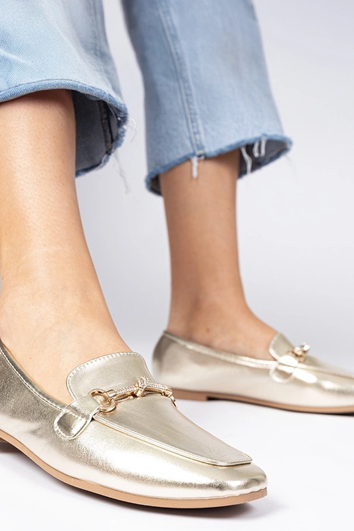 Zlaté mokasíny s ozdobou a cyrkóniami...