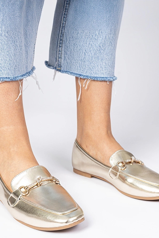 Zlaté mokasíny s ozdobou a cyrkóniami...