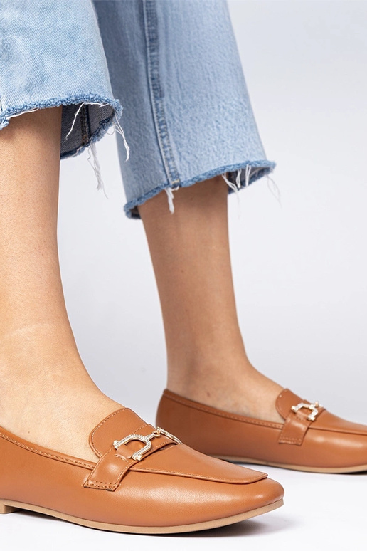 Hnedé elegantné mokasíny s cyrkóniami...