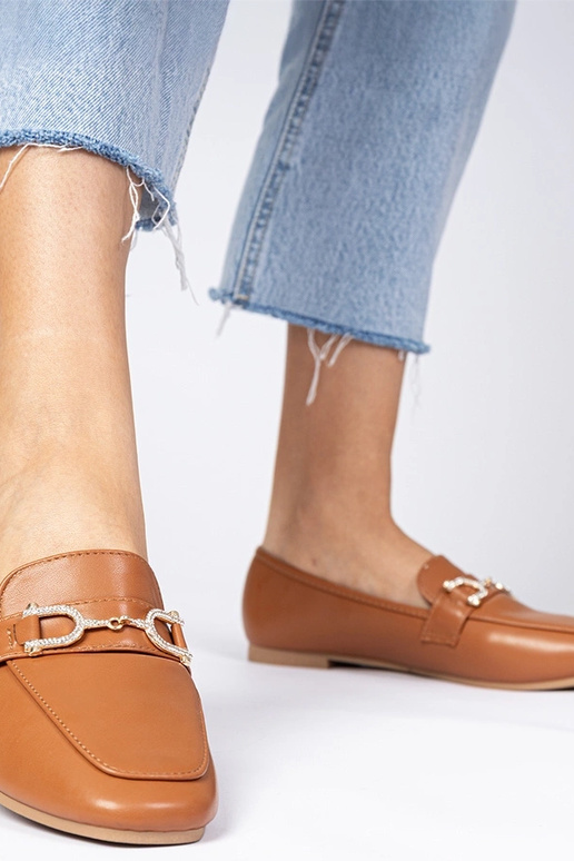 Hnedé elegantné mokasíny s cyrkóniami...