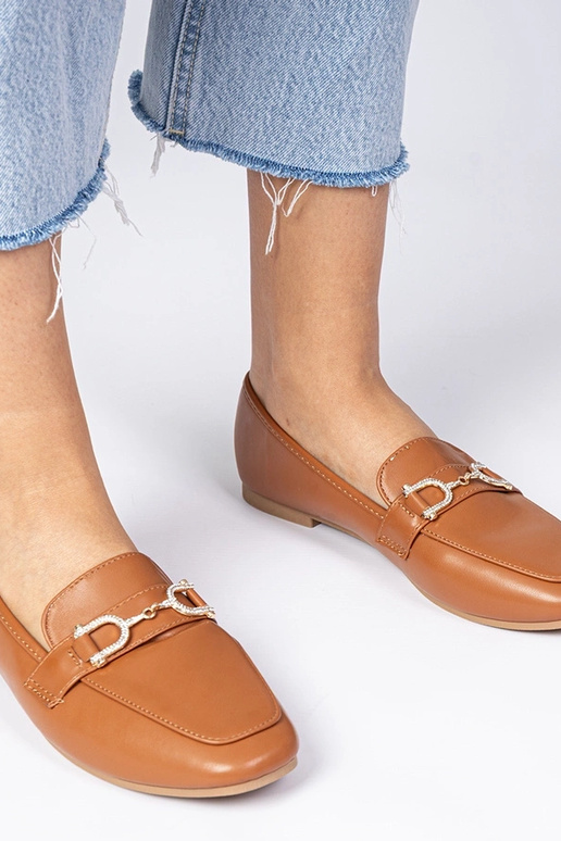 Hnedé elegantné mokasíny s cyrkóniami...