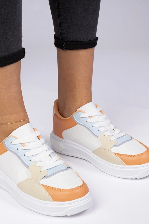 Biele-oranžové športové tenisky z...