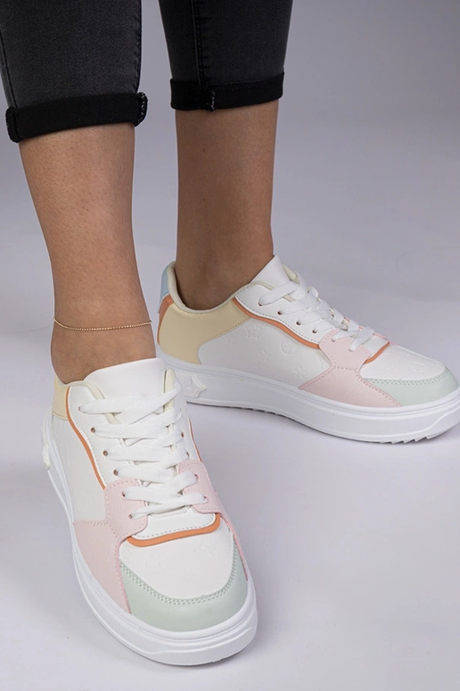 Biele-žlté športové tenisky z umelej...