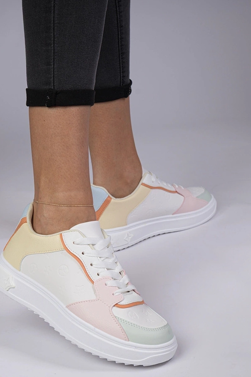 Biele-žlté športové tenisky z umelej...