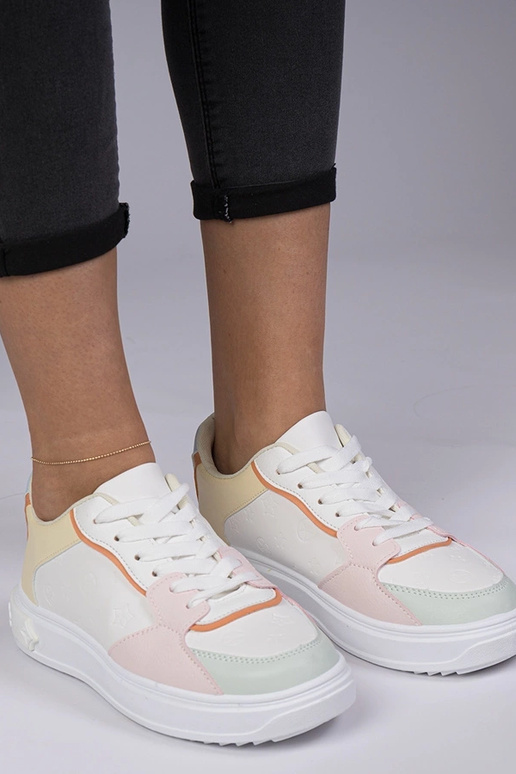 Biele-žlté športové tenisky z umelej...