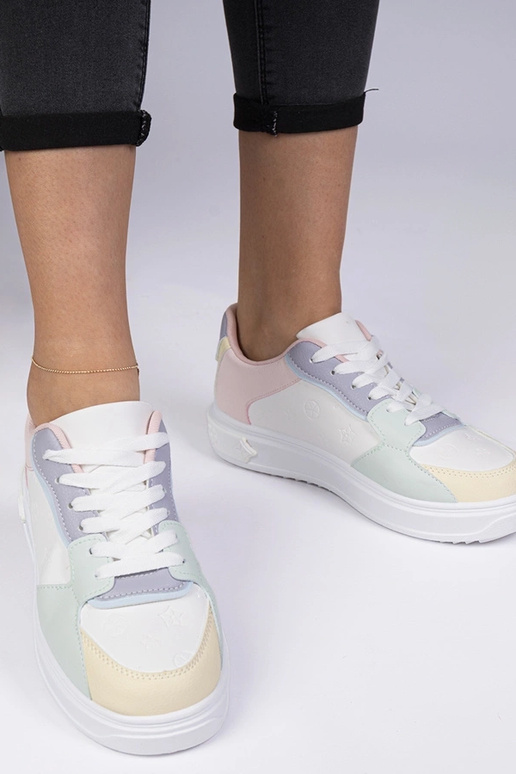 Biele-modré športové tenisky z umelej...